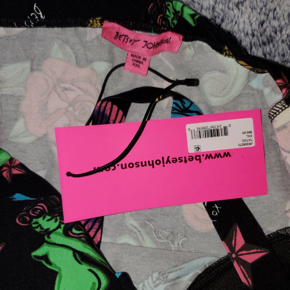 Betsey Johnson 80th Bash Tattoo Sweetheart Halter Trapeze Dress, Size XXL NWT - Picture 7 of 7